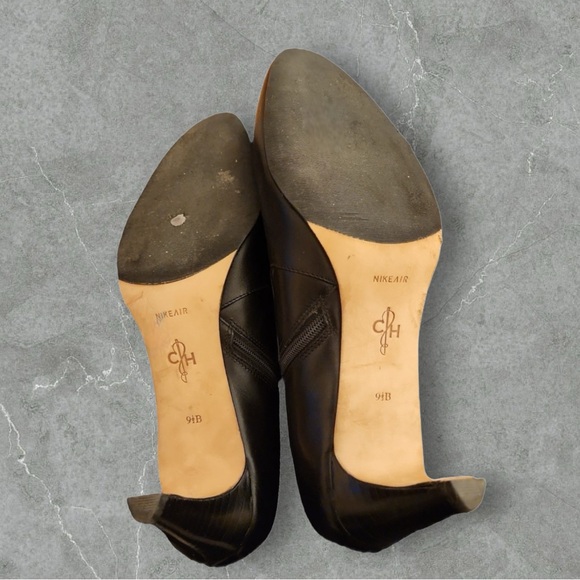 Cole Haan Nike Air Black Leather High Heel Ankle Booties Size 9.5B Booties - Picture 2 of 6